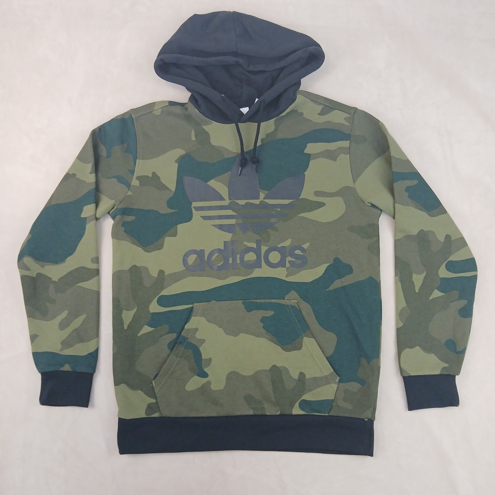 VTG Adidas Small Mens Sweater Hoodie Trefoil Camo 21x26